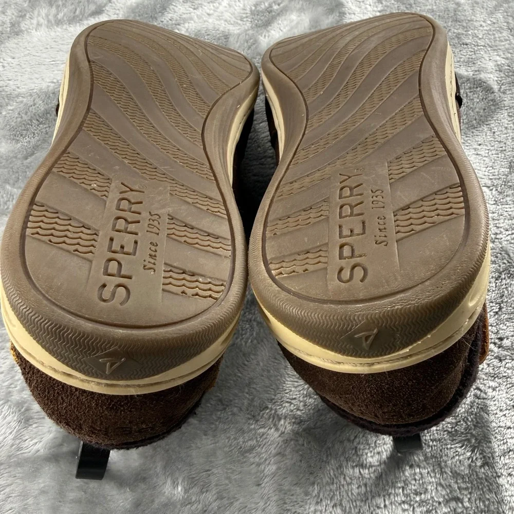 Sperry Top-Sider Women 9 Brown Suede Wool Boat Shoes Burgundy Mixed Preppy Fall